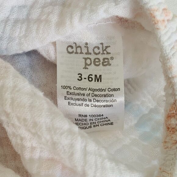 Chick Pea Bubble Romper Baby Girl 3-6 Months Seahorse White Muslin Gauze Cotton - Picture 4 of 4